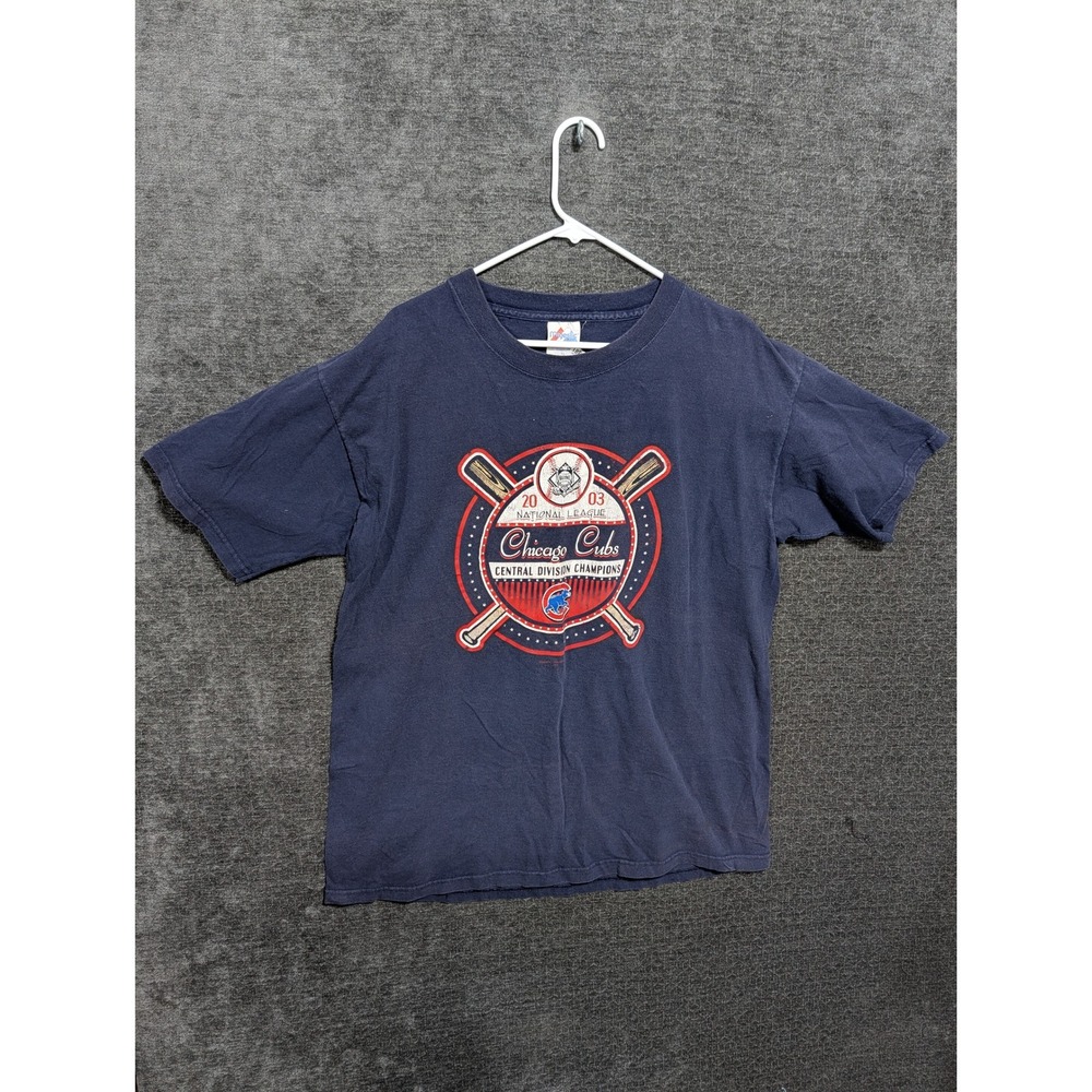 Majestic Chicago Cubs 2003 NL Central Division Champions Navy T-Shirt XL 1130